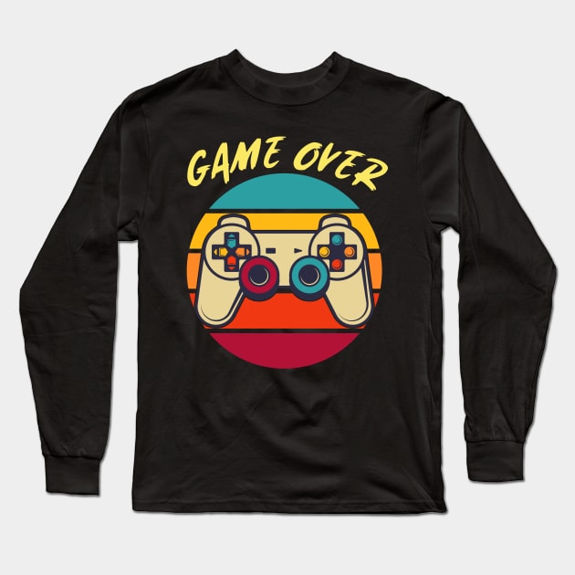 Game Over Vintage Retro Video Game Gaming Sunset Long Sleeve T-Shirt by Grove Designs